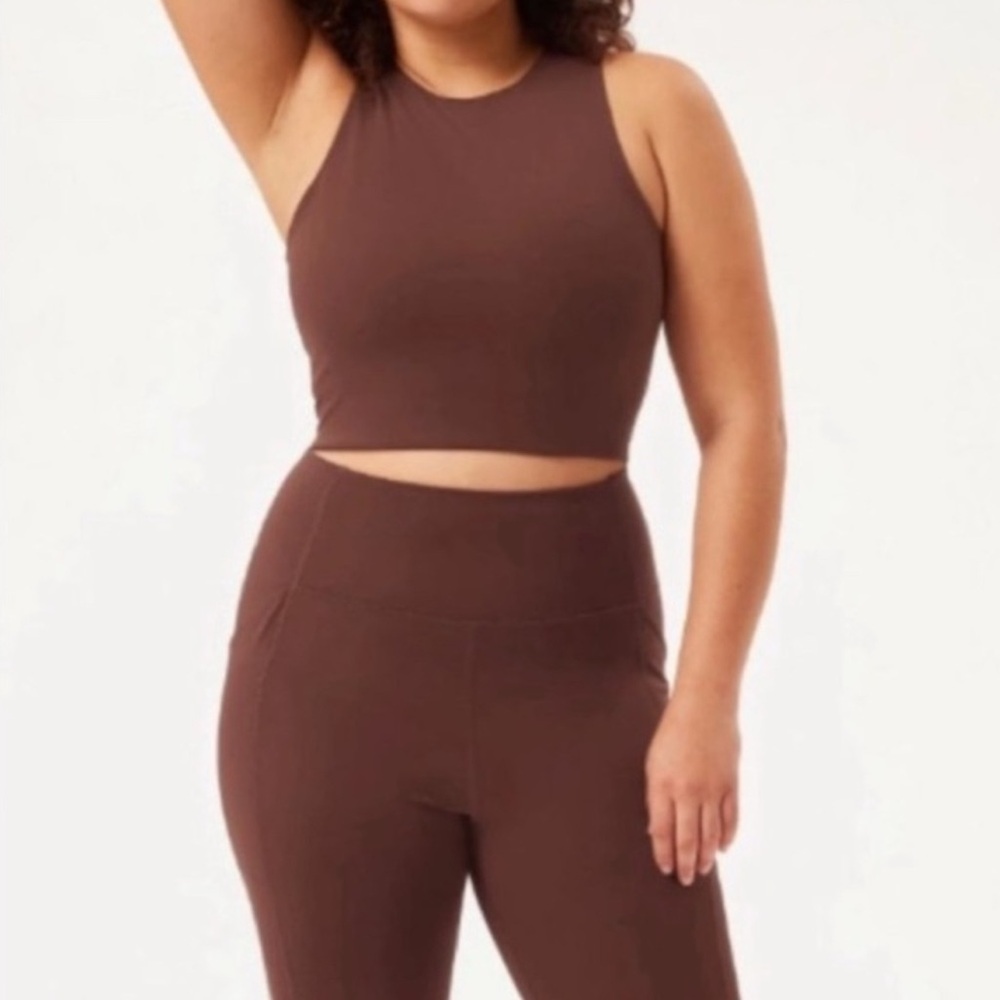 Girlfriend Collective Brown Leggings AND Sports Bra set.